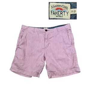 Faherty Tradewinds Linen Blend Shorts Men's 35 Maui Mauve Casual Summer Beach